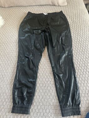 Dear John Black Faux Leather Joggers